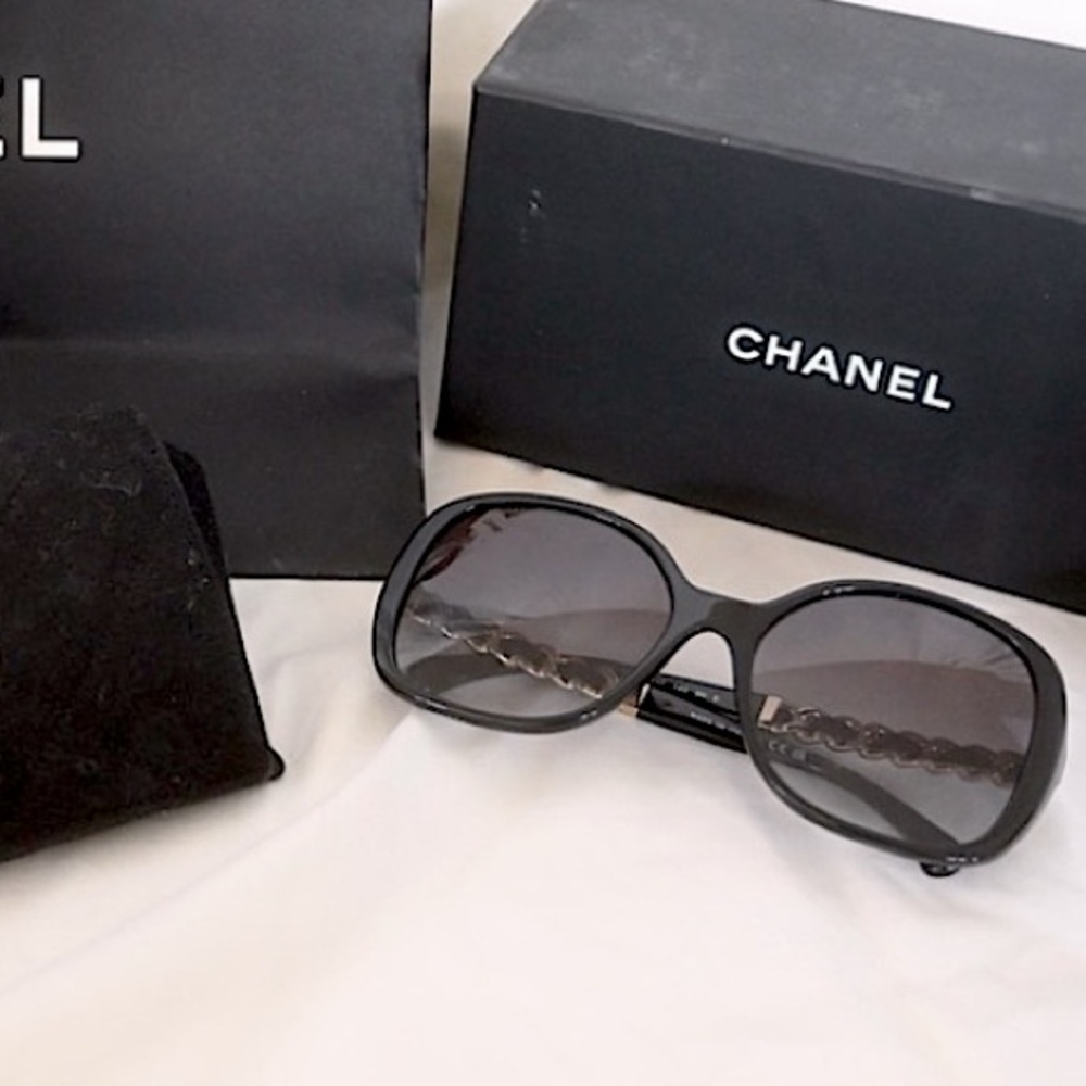 CHANEL Black / Gold Butterfly Sunglasses